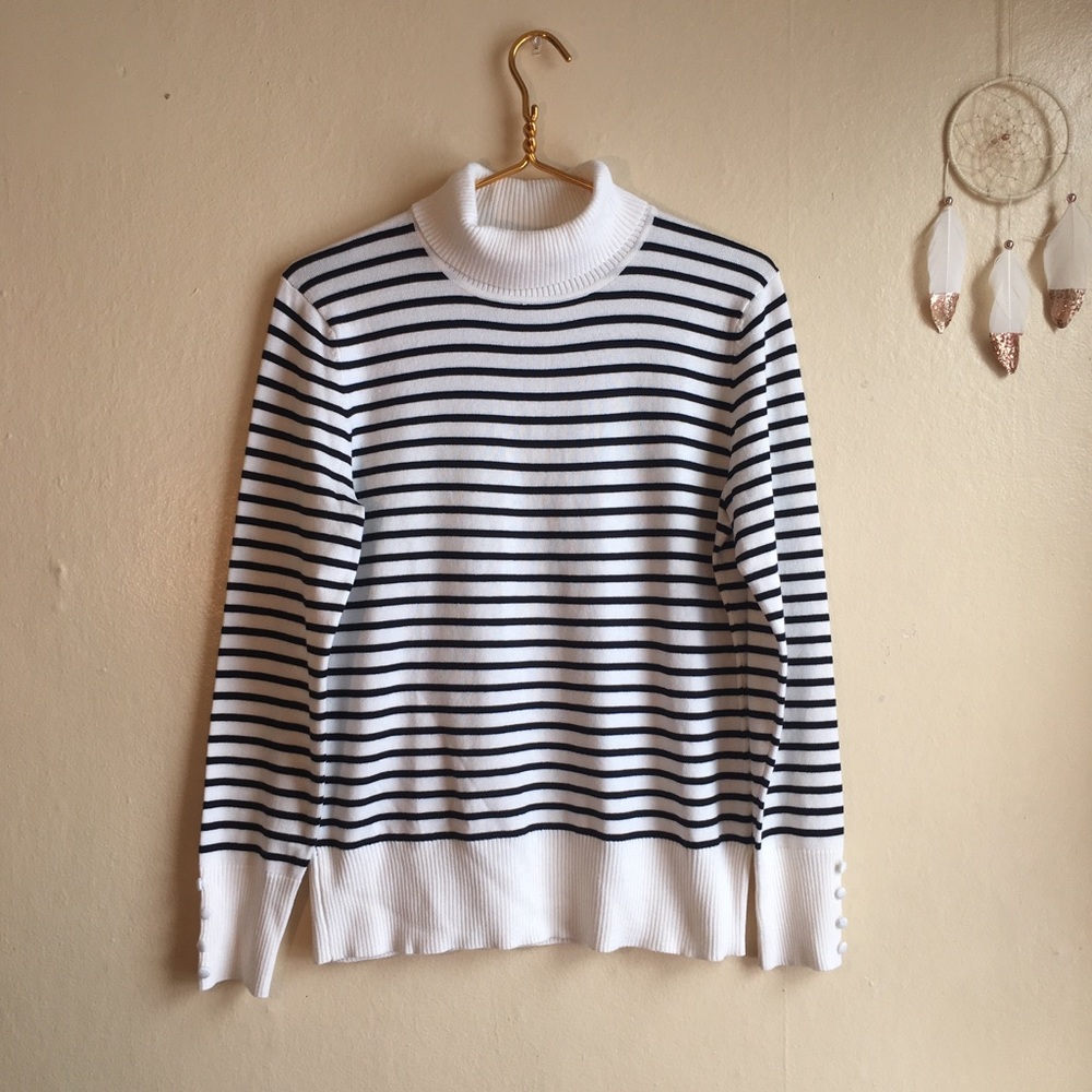 NWT Cupio white and black striped sweater